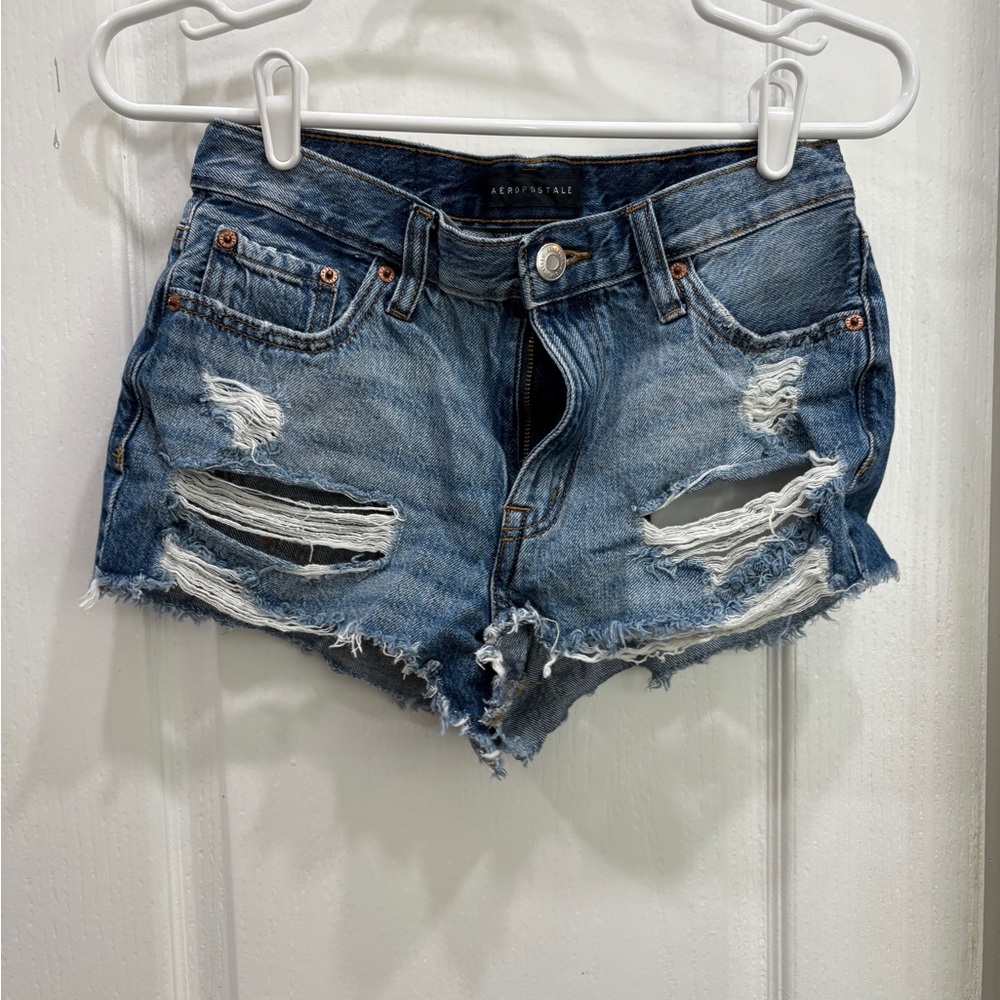 Aeropostale Women's Ripped Blue Jean Shorts